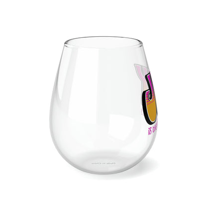 JOY (black pink orange) Stemless Wine Glass, 11.75oz