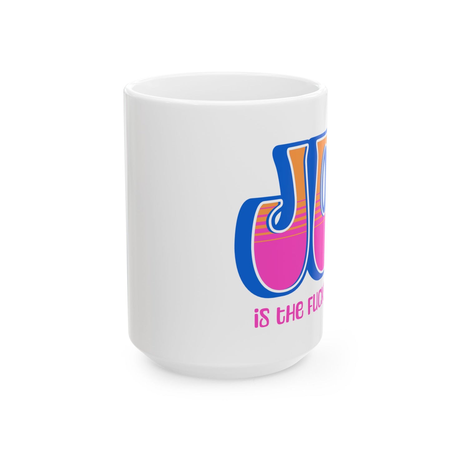 Blue Pink Orange Joy Ceramic Mug, (11oz, 15oz)
