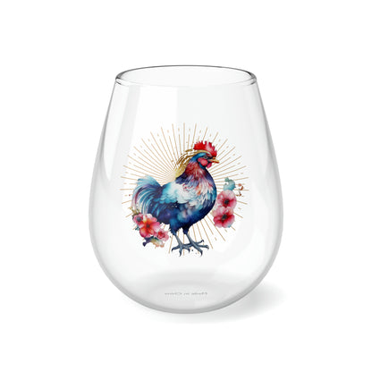 Golden Rooster Stemless Wine Glass, 11.75oz