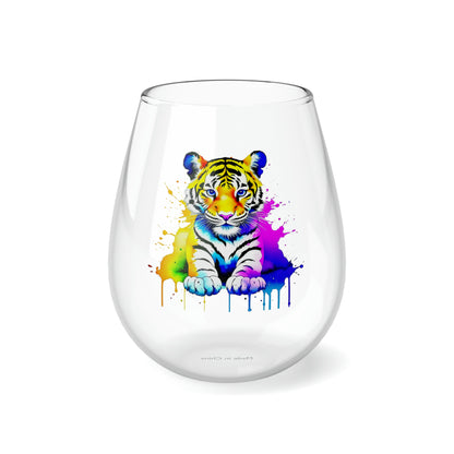 Vibrant Tiger Stemless Wine Glass, 11.75oz