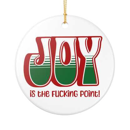 Red Holiday Joy Ceramic Ornament,  (explicit)
