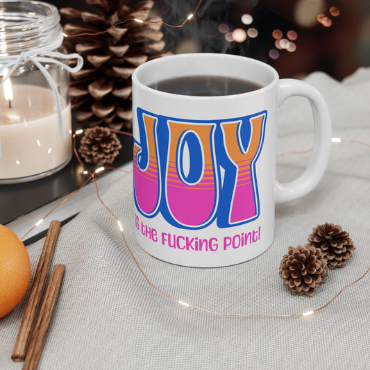 Blue Pink Orange Joy Ceramic Mug, (11oz, 15oz)