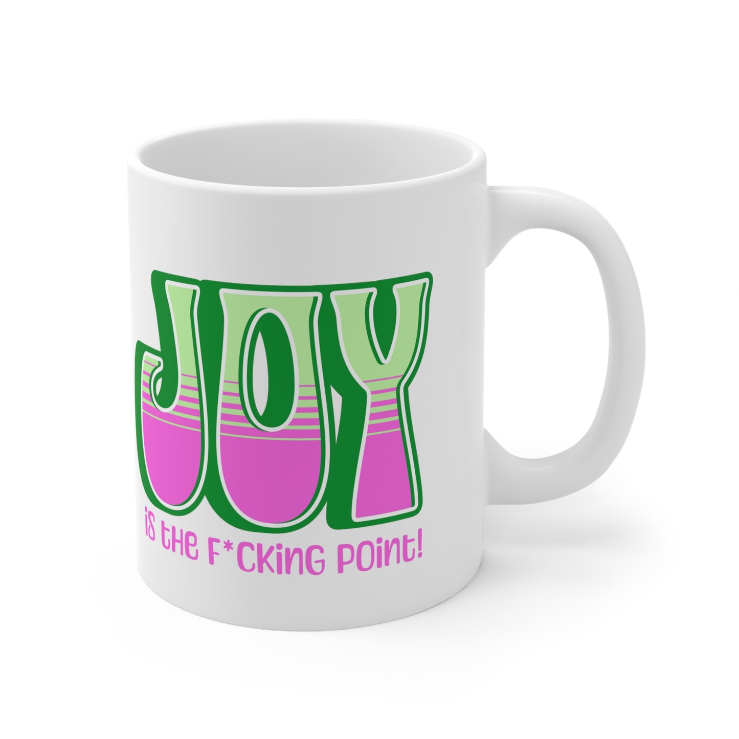 JOY (green pink) Ceramic Mug 11oz
