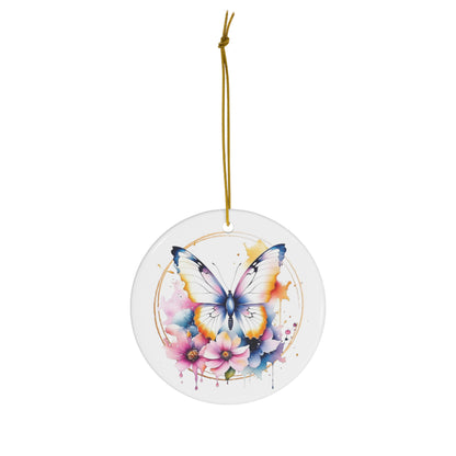 Golden Butterfly Ceramic Ornament