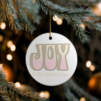 Tan Pink Joy Ceramic Ornament,  (explicit)
