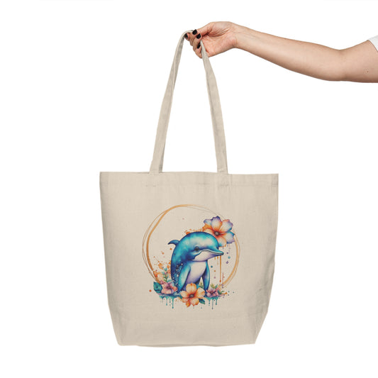Golden Dolphin Canvas Shopping Bag