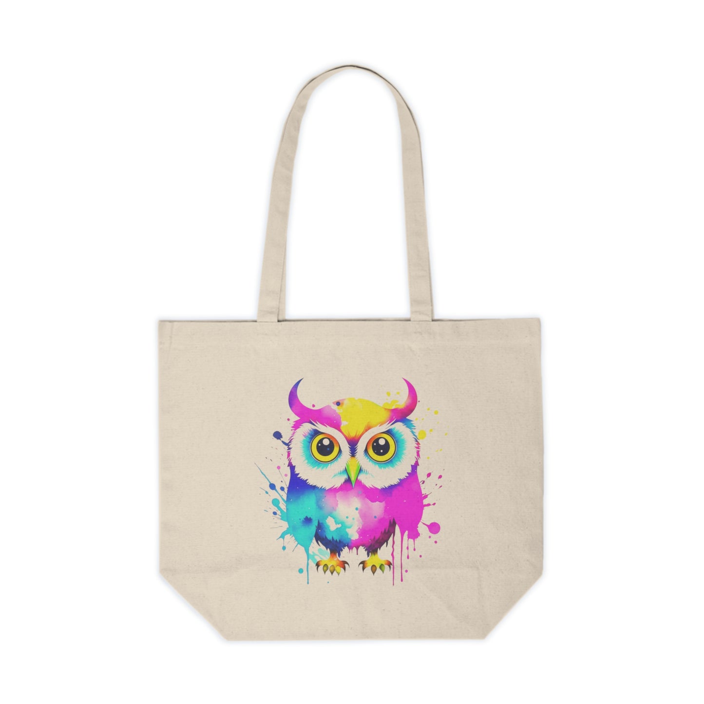 Vibrant Owl Canvas Shopping Bag