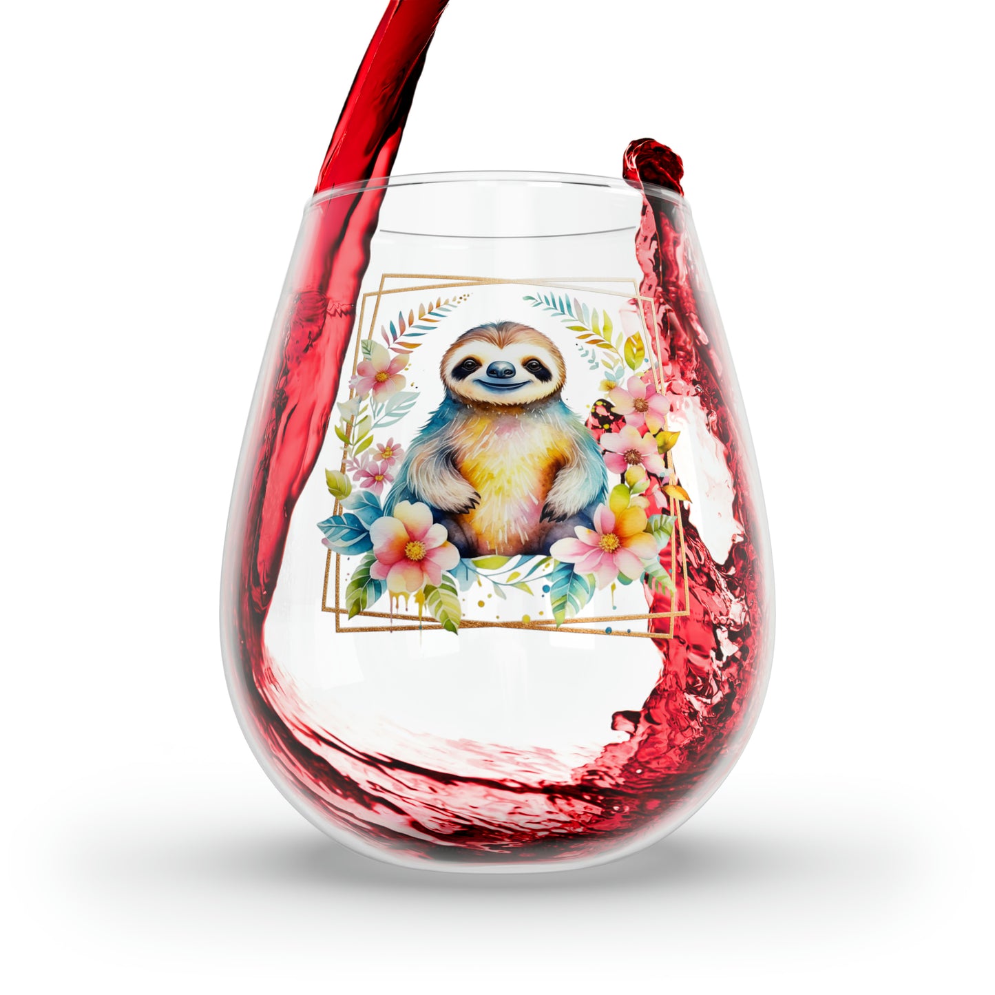 Golden Sloth Stemless Wine Glass, 11.75oz