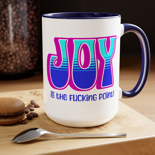 Pink Blue Teal Joy Two-Tone Mug, 15oz