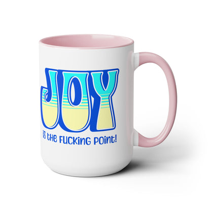 Blue Teal Yellow Joy Two-Tone Mug, 15oz