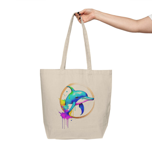 Vibrant Dolphin Canvas Shopping Bag