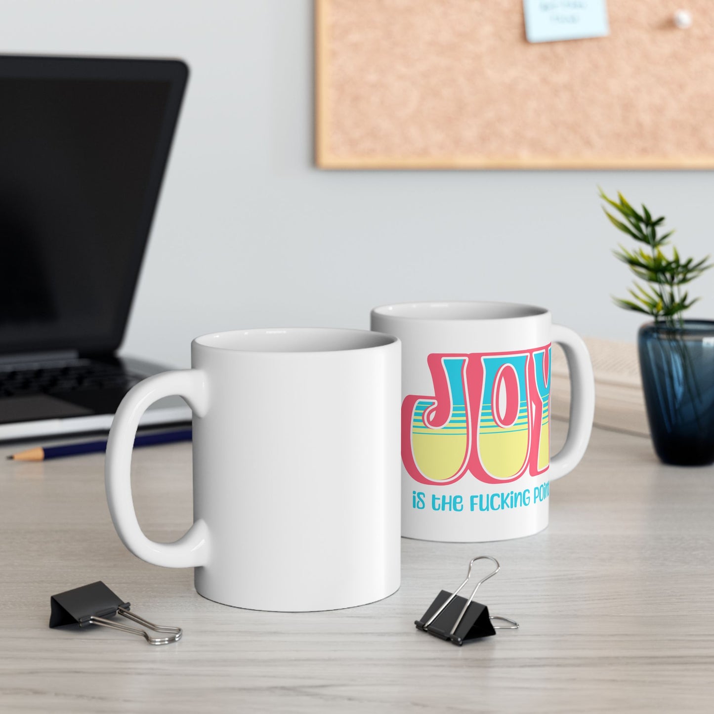 Salmon Blue Yellow Joy Ceramic Mug, (11oz, 15oz)