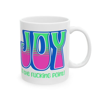 Blue Pink Green Joy Ceramic Mug, (11oz, 15oz)