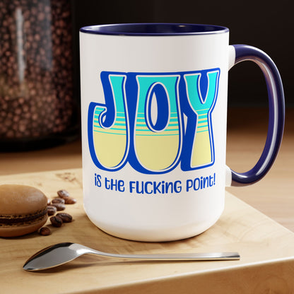 Blue Teal Yellow Joy Two-Tone Mug, 15oz