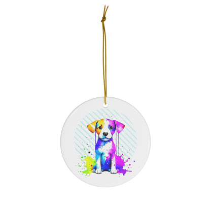 Vibrant Puppy Ceramic Ornament