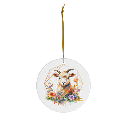 Golden Goat Ceramic Ornament
