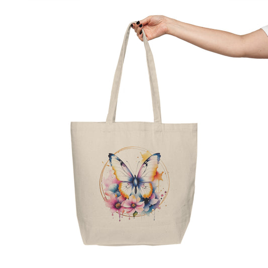 Golden Butterfly Canvas Shopping Bag