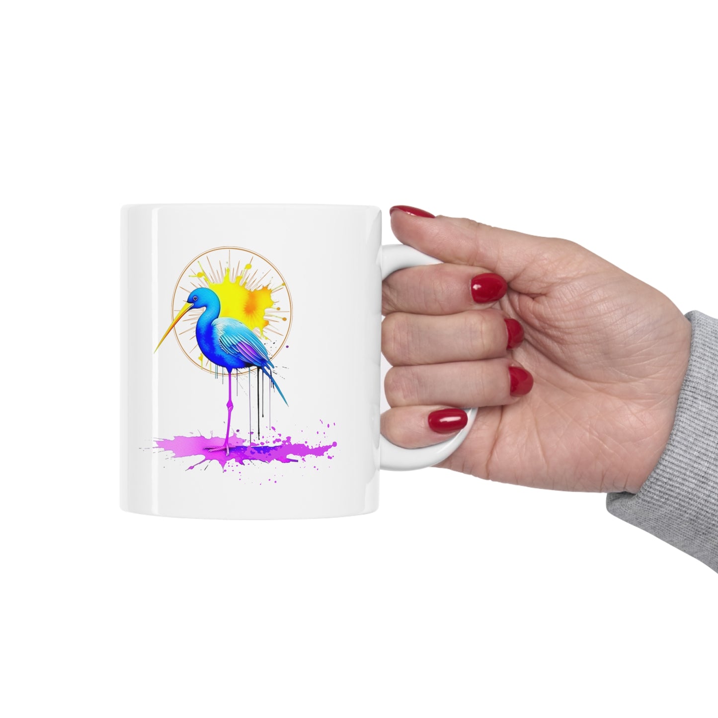 Vibrant Heron Ceramic Mug 11oz