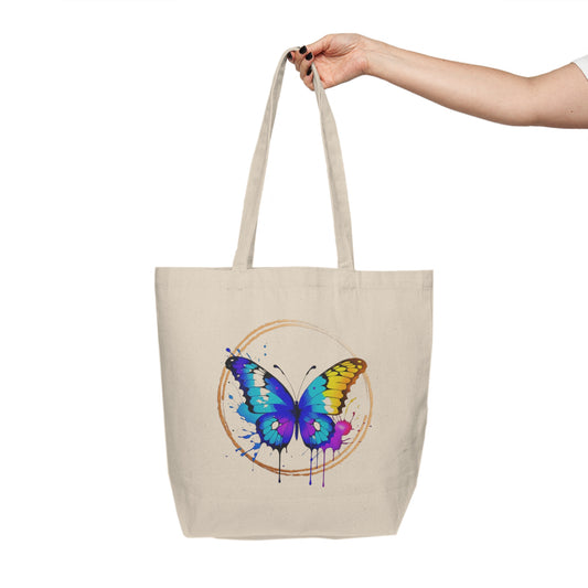 Vibrant Butterfly Canvas Shopping Bag