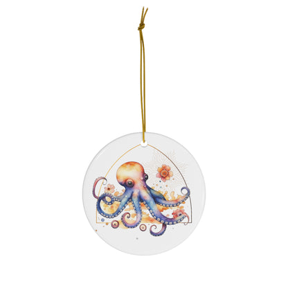 Golden Octopus Ceramic Ornament