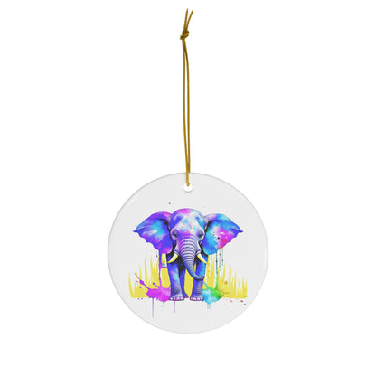 Vibrant Elephant Ceramic Ornament