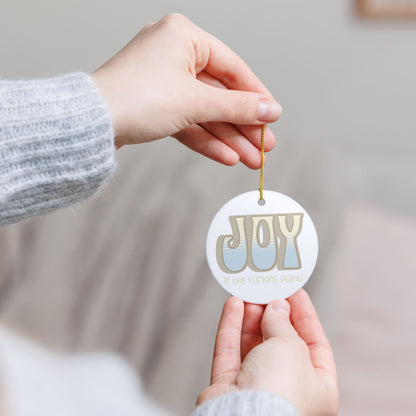 Tan Blue Joy Ceramic Ornament,  (explicit)