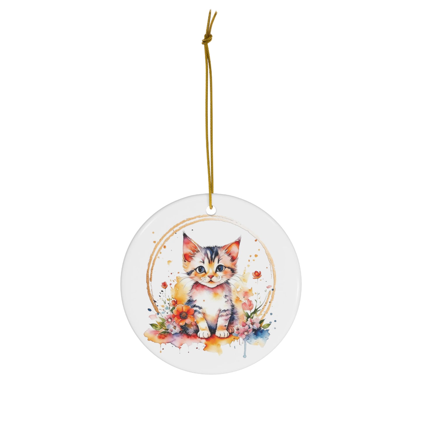 Golden Kitten Ceramic Ornament