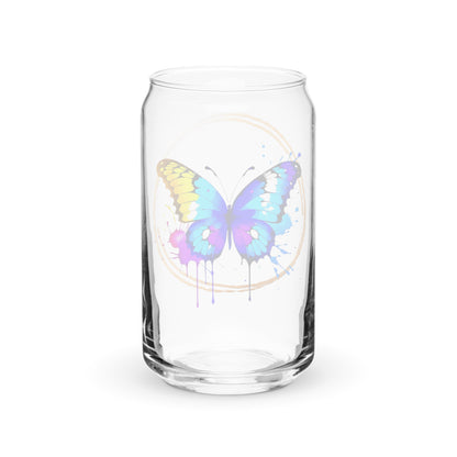 Vibrant Butterfly Can-shaped glass