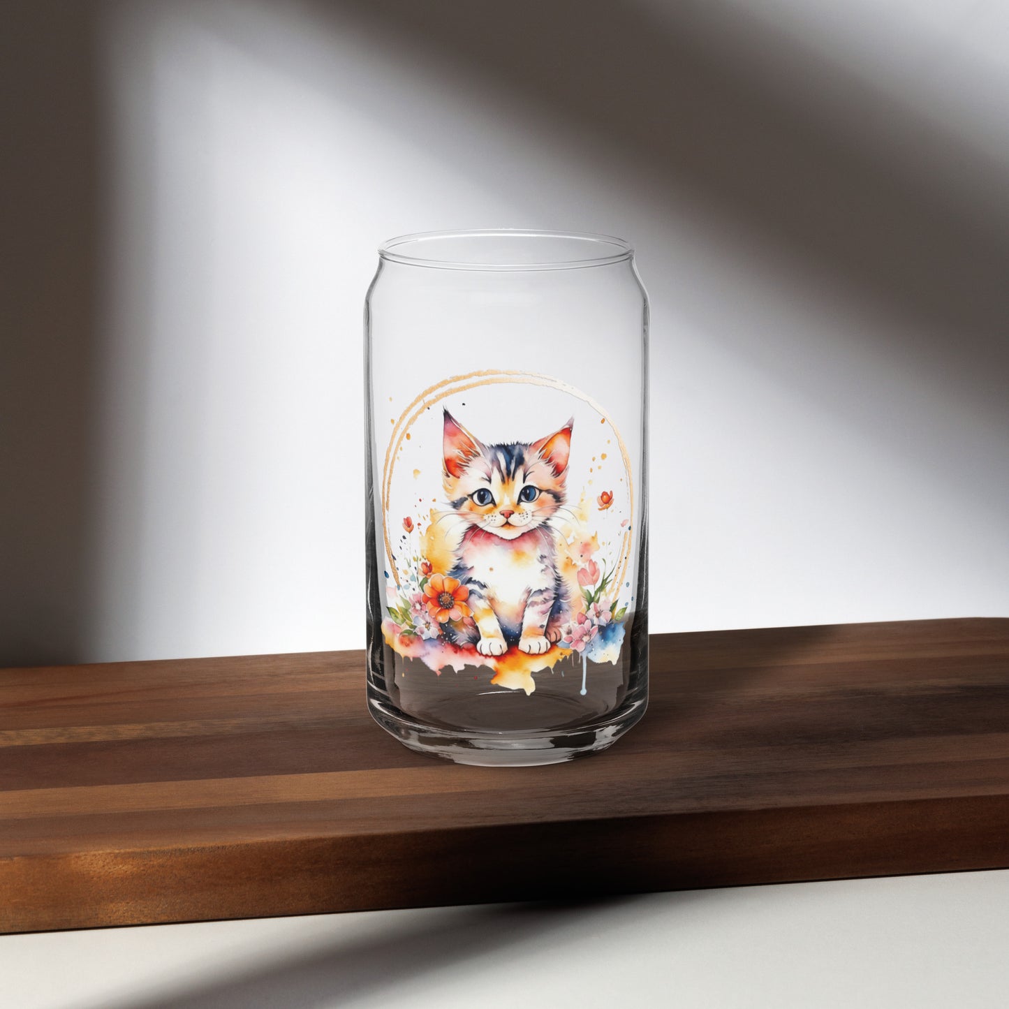 Golden Kitten Can-shaped glass