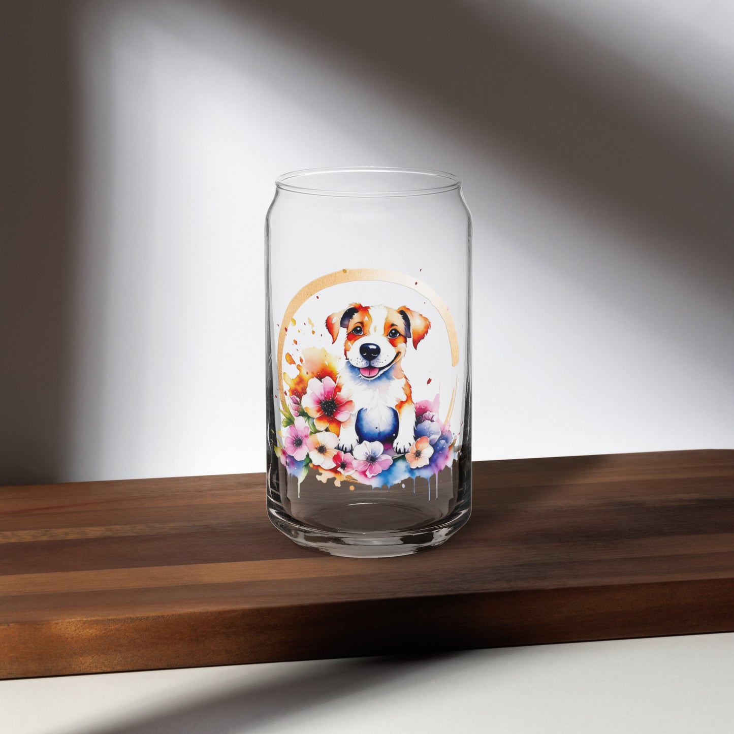Golden Puppy Can-shaped glass