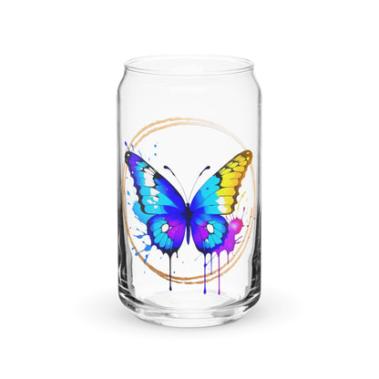 Vibrant Butterfly Can-shaped glass