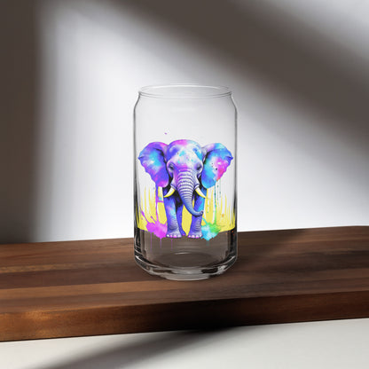 Vibrant Elephant Can-shaped glass