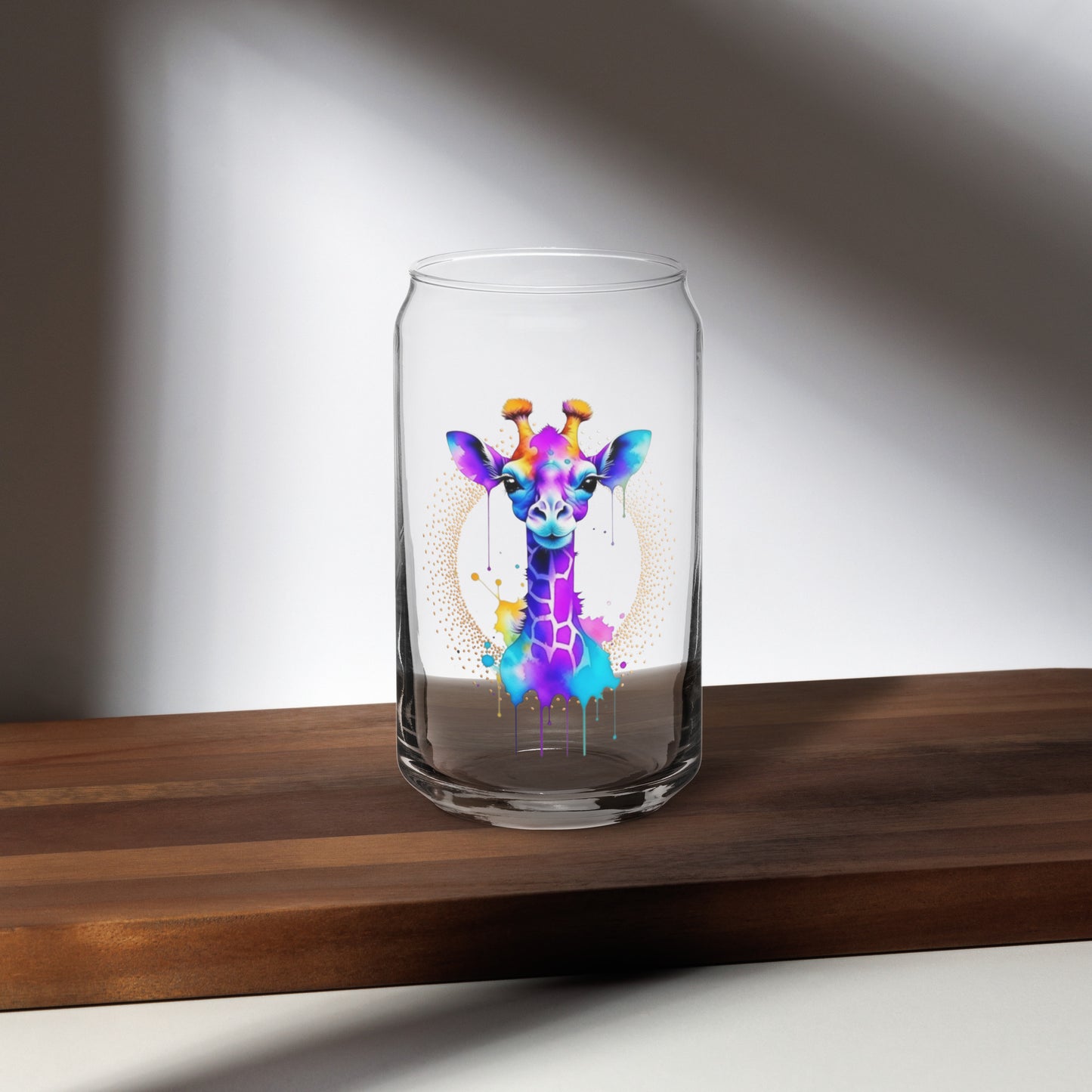 Vibrant Giraffe Can-shaped glass
