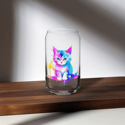 Vibrant Kitten Can-shaped glass