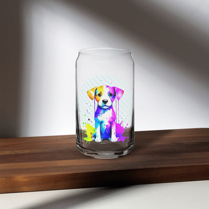 Vibrant Puppy Can-shaped glass