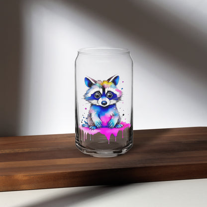 Vibrant Raccoon Can-shaped glass