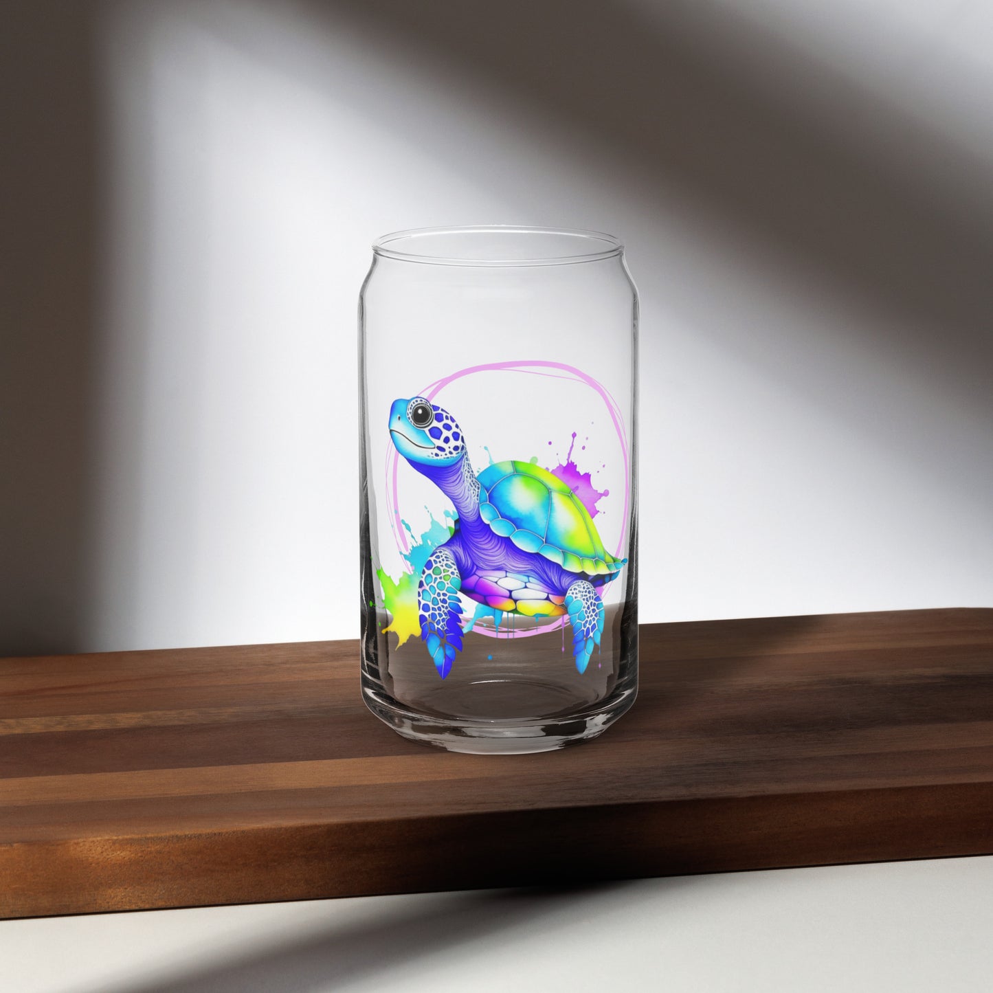 Vibrant Sea Turtle Can-shaped glass