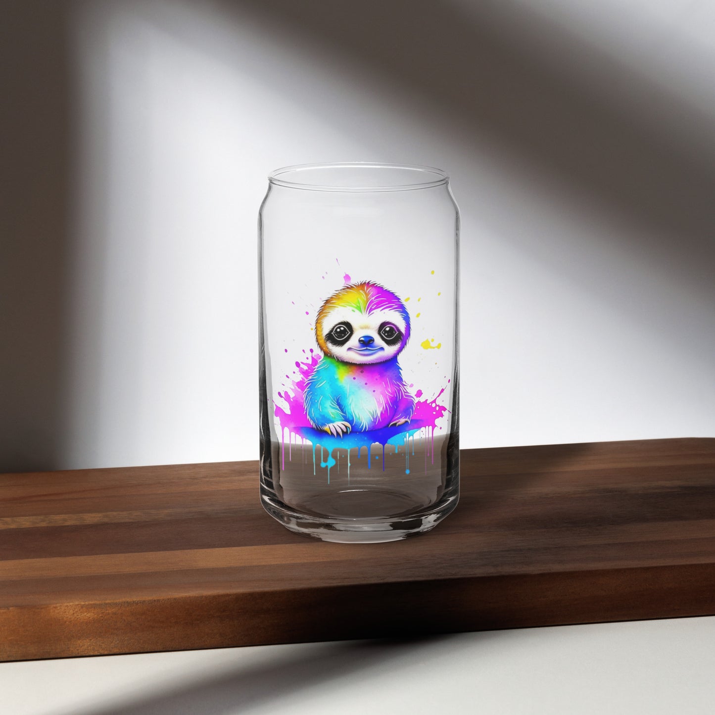 Vibrant Sloth Can-shaped glass