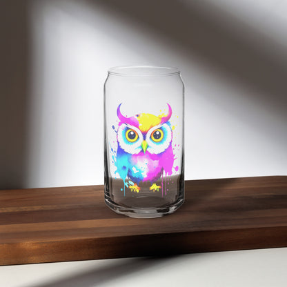 Vibrant Owl Can-shaped glass