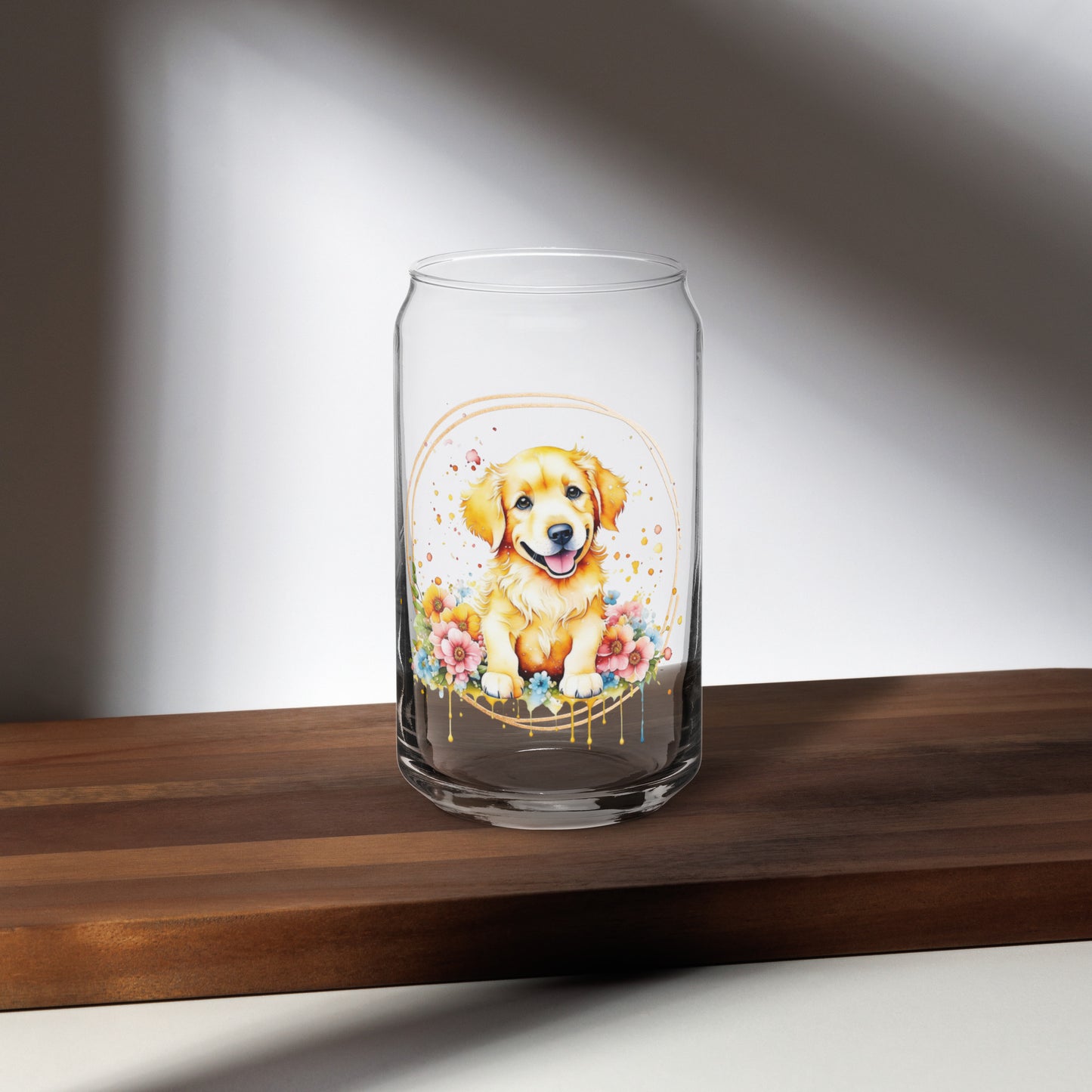 Golden Retriever Can-shaped glass