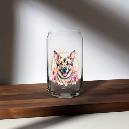 German Shepherd Can-shaped glass