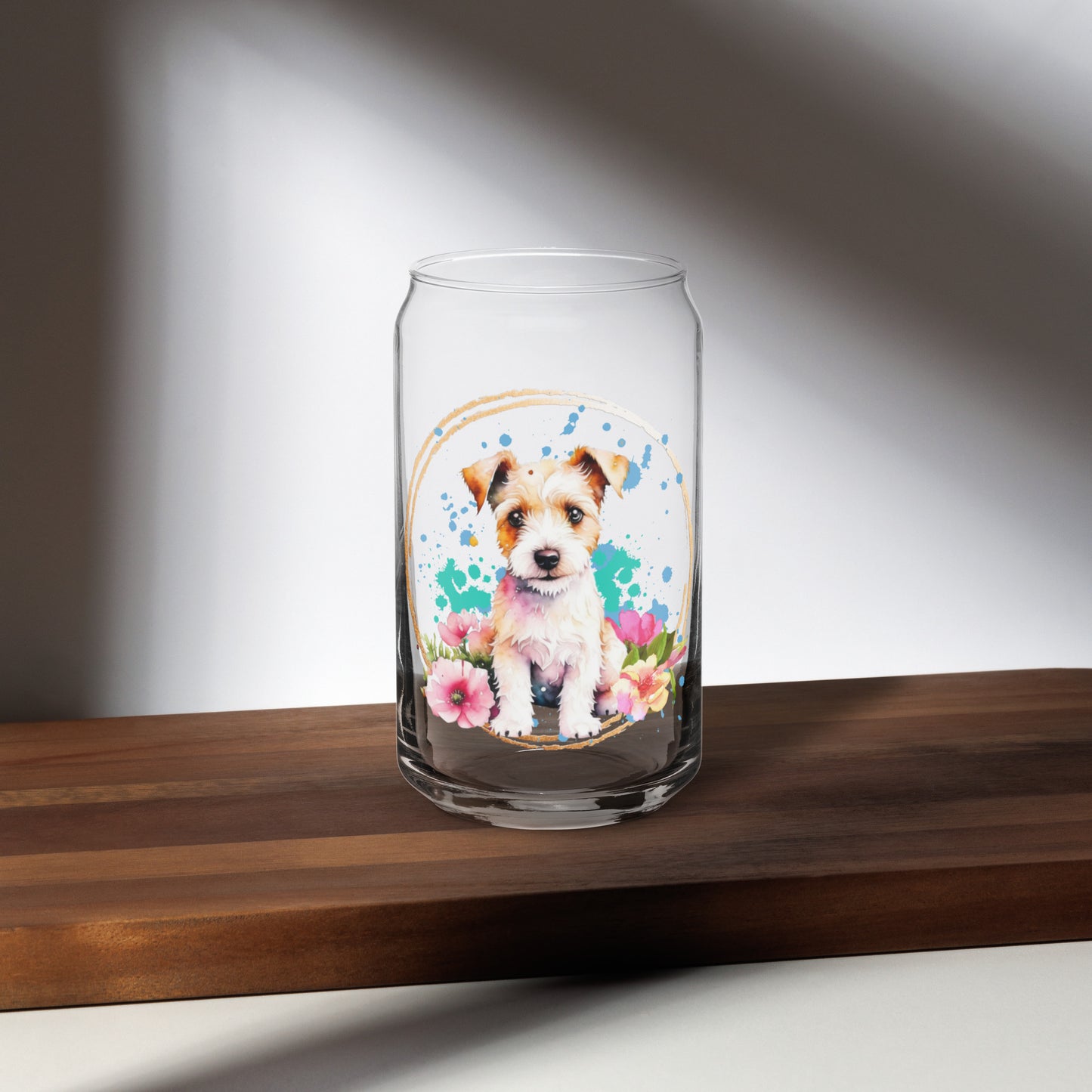 Golden Terrier Can-shaped glass