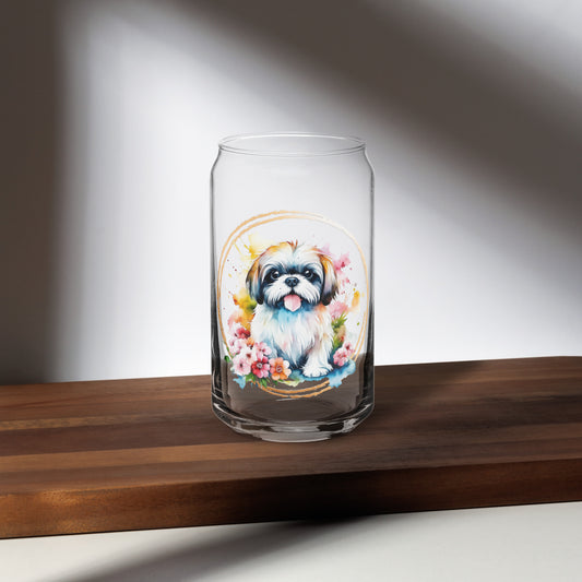 Golden Shih Tzu Can-shaped glass