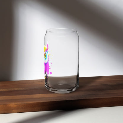 Vibrant Owl Can-shaped glass