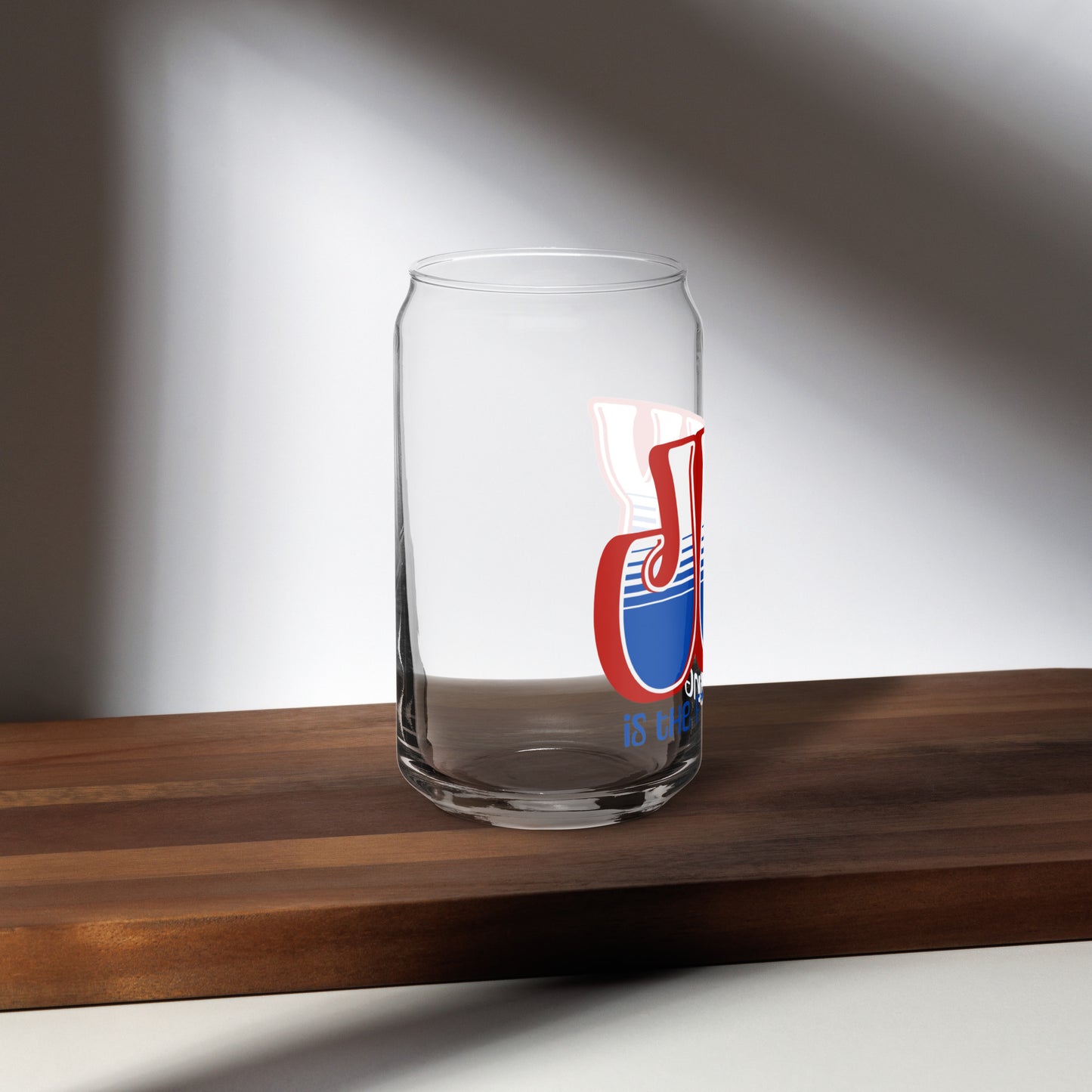JOY (red white blue) Can-shaped glass