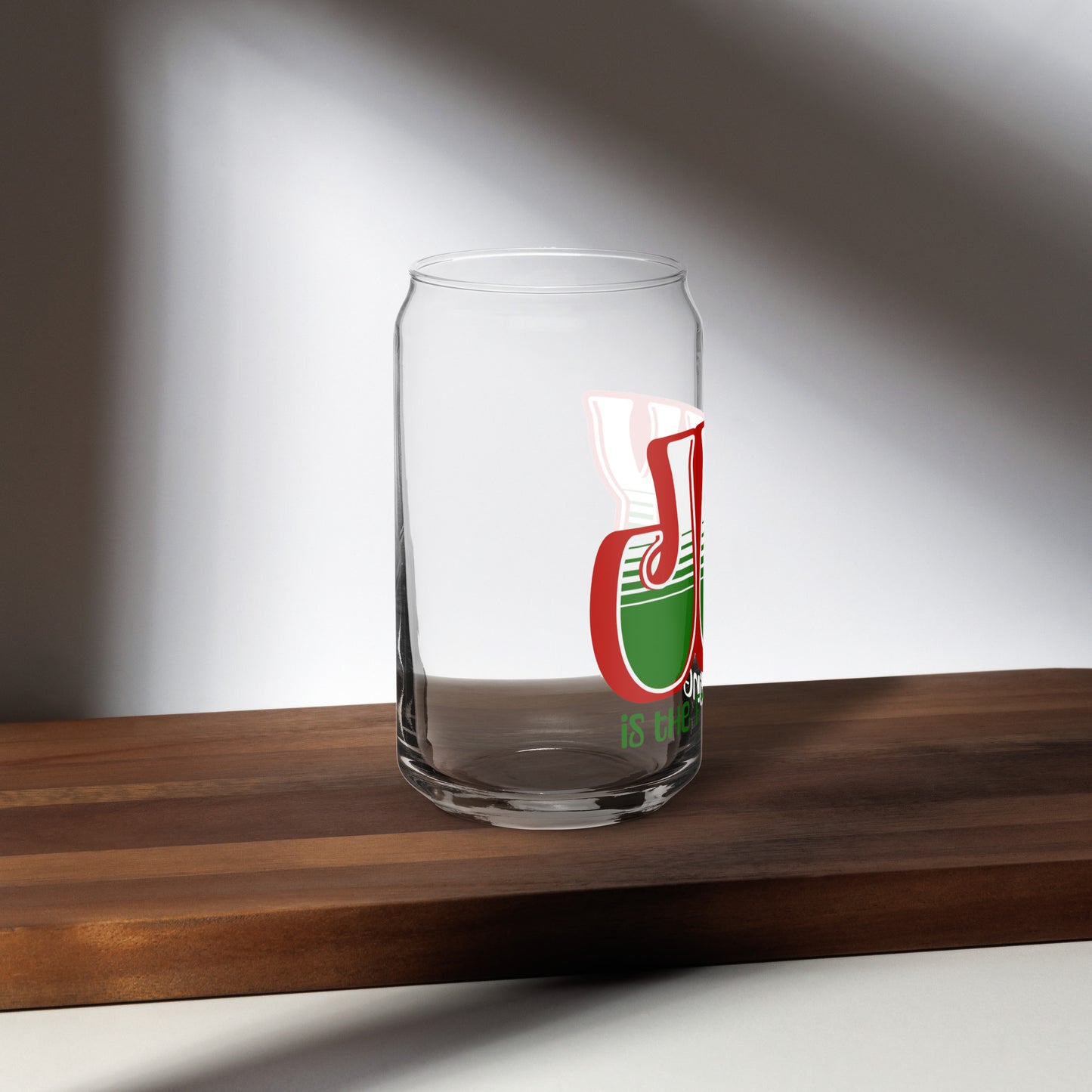 JOY (red holiday) Can-shaped glass