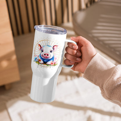 Pig Travel mug with a handle