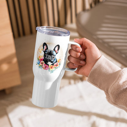 Black Frenchie Travel mug with a handle