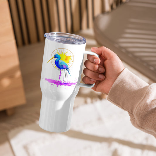 Vibrant Heron Travel mug with a handle