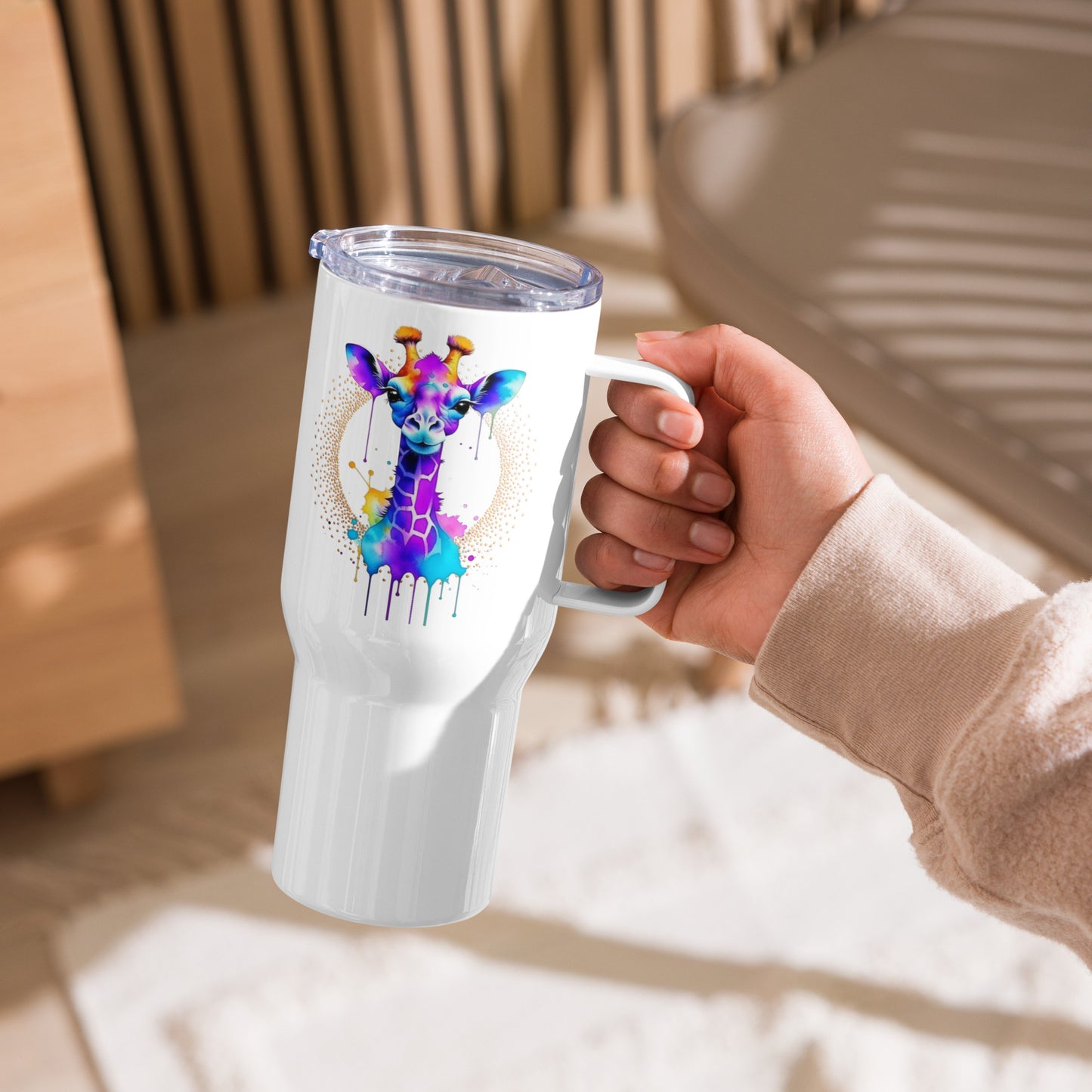 Vibrant Giraffe Travel mug with a handle